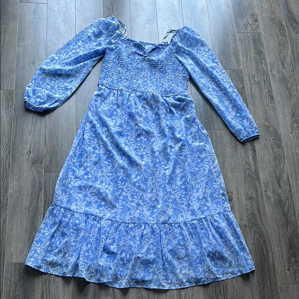 JAPNA Baby Blue Floral Maxi Dress